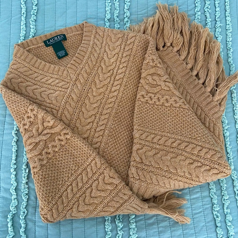 Ralph Lauren cable knit poncho sweater